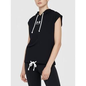 Under Armour UA Rival Terry Womens XS Black Sleeveless Hoodie New